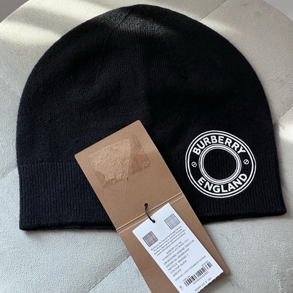 Burberry Roundel Cashmere Blend Beanie in Black - Picture 6 of 7
